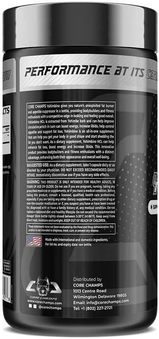 Core Champs Yohimbine HCl - Metabolic & Fat Loss Support - 120 Capsules