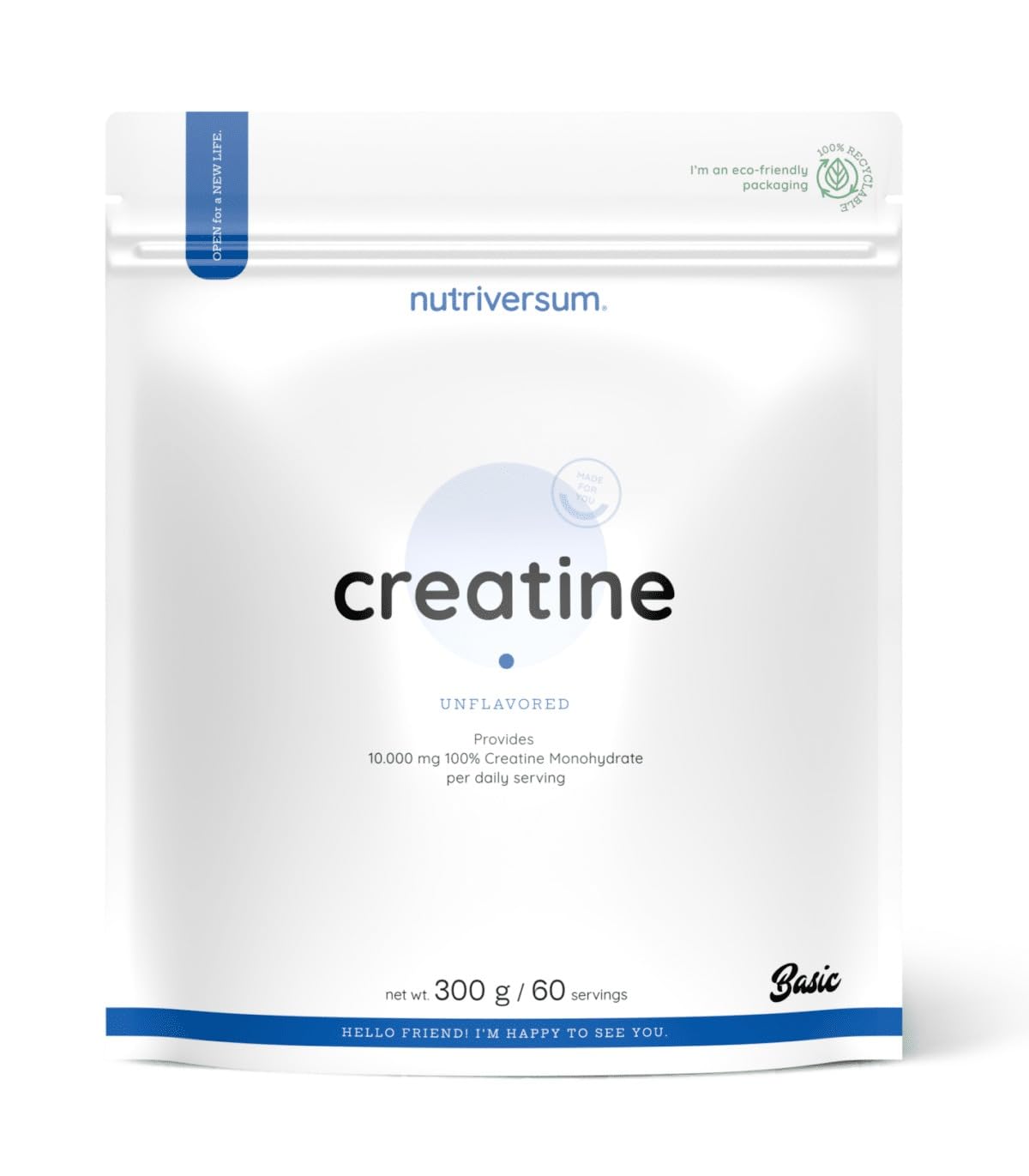 Creatine Monohydrate – Unflavored – 300g – 60Serv