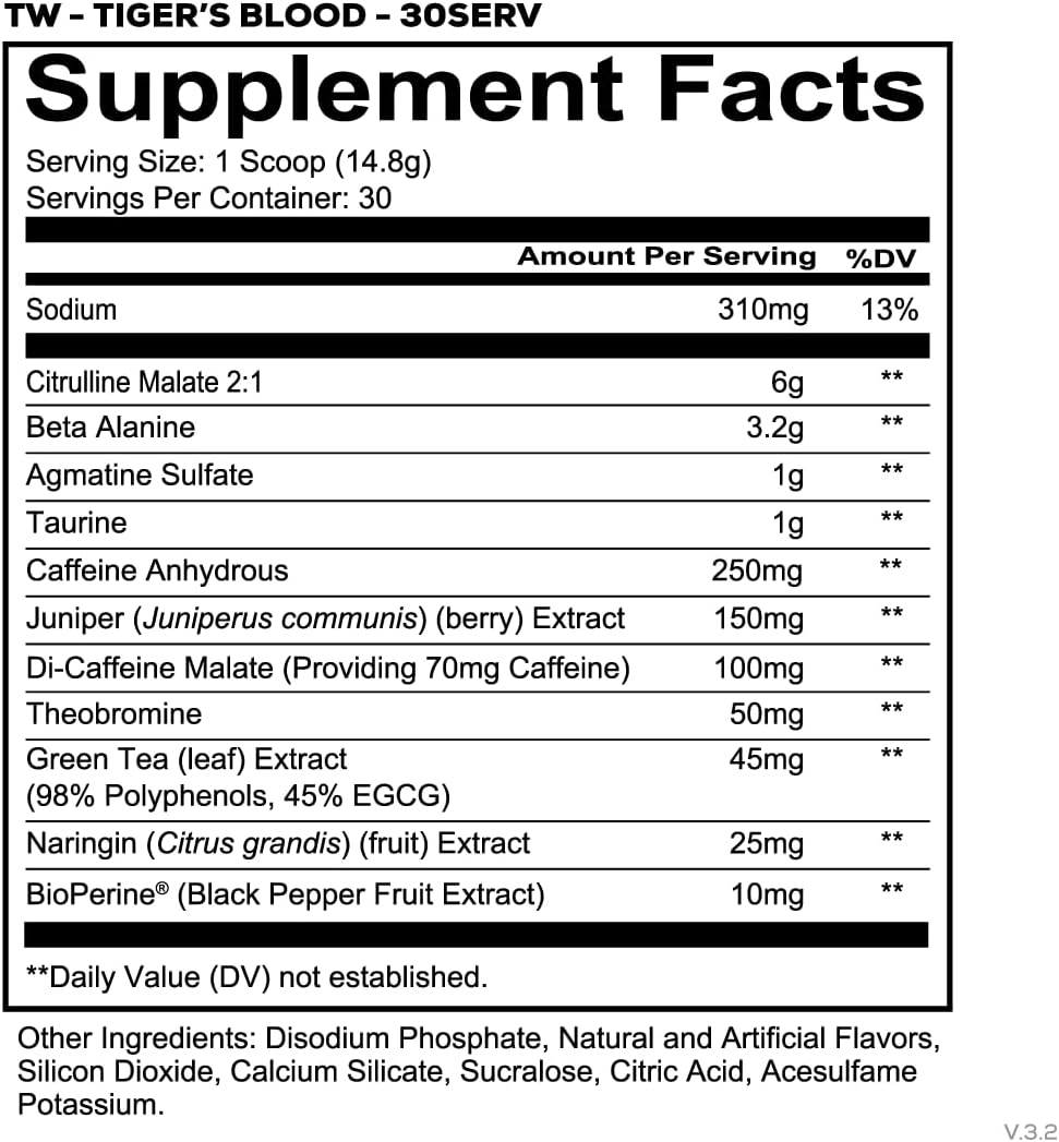 Redcon1 Total War - Preworkout, Tigers Blood - 441g