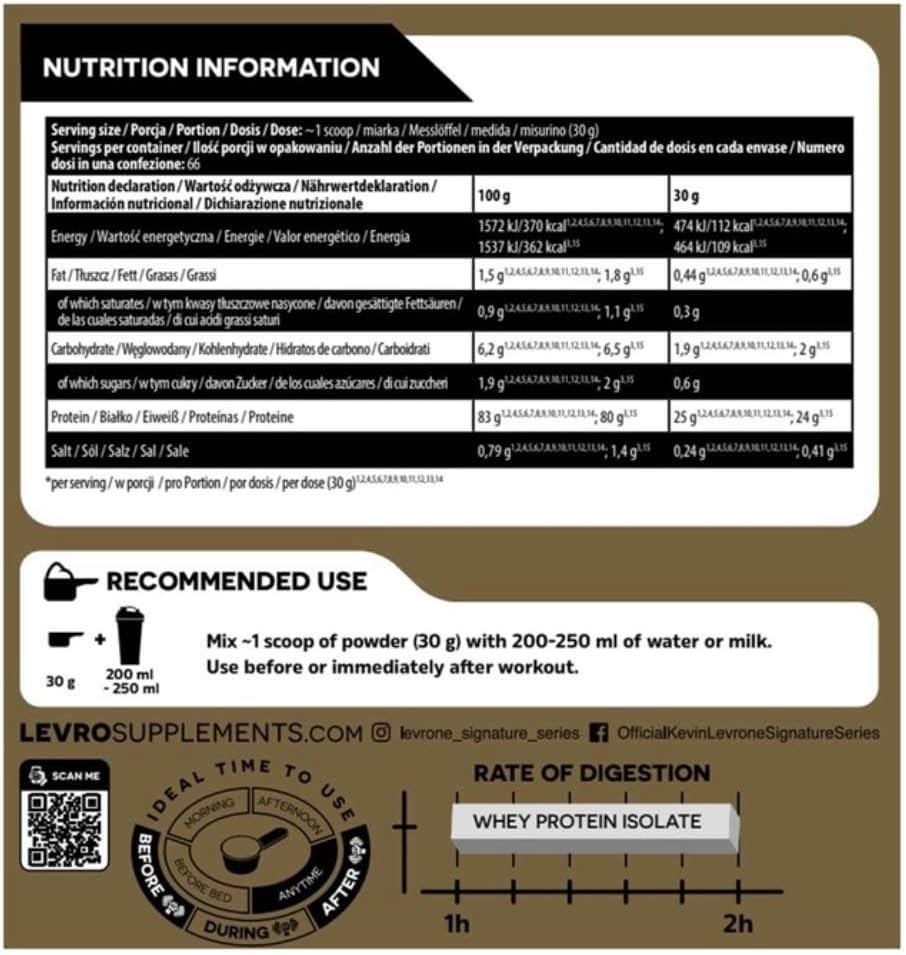 Kevin Levrone, Gold Iso | Whey Protein isolate | chocolate | Bunty flavour | 2kg, 66 Servings