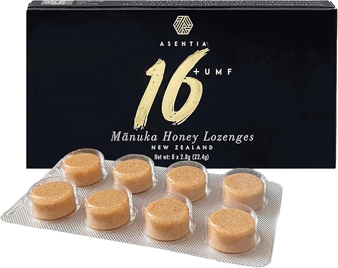 Asentia Manuka Honey Lozenges, UMF 16+, Throat Soothing, Anti-Inflammatory, Antibacterial