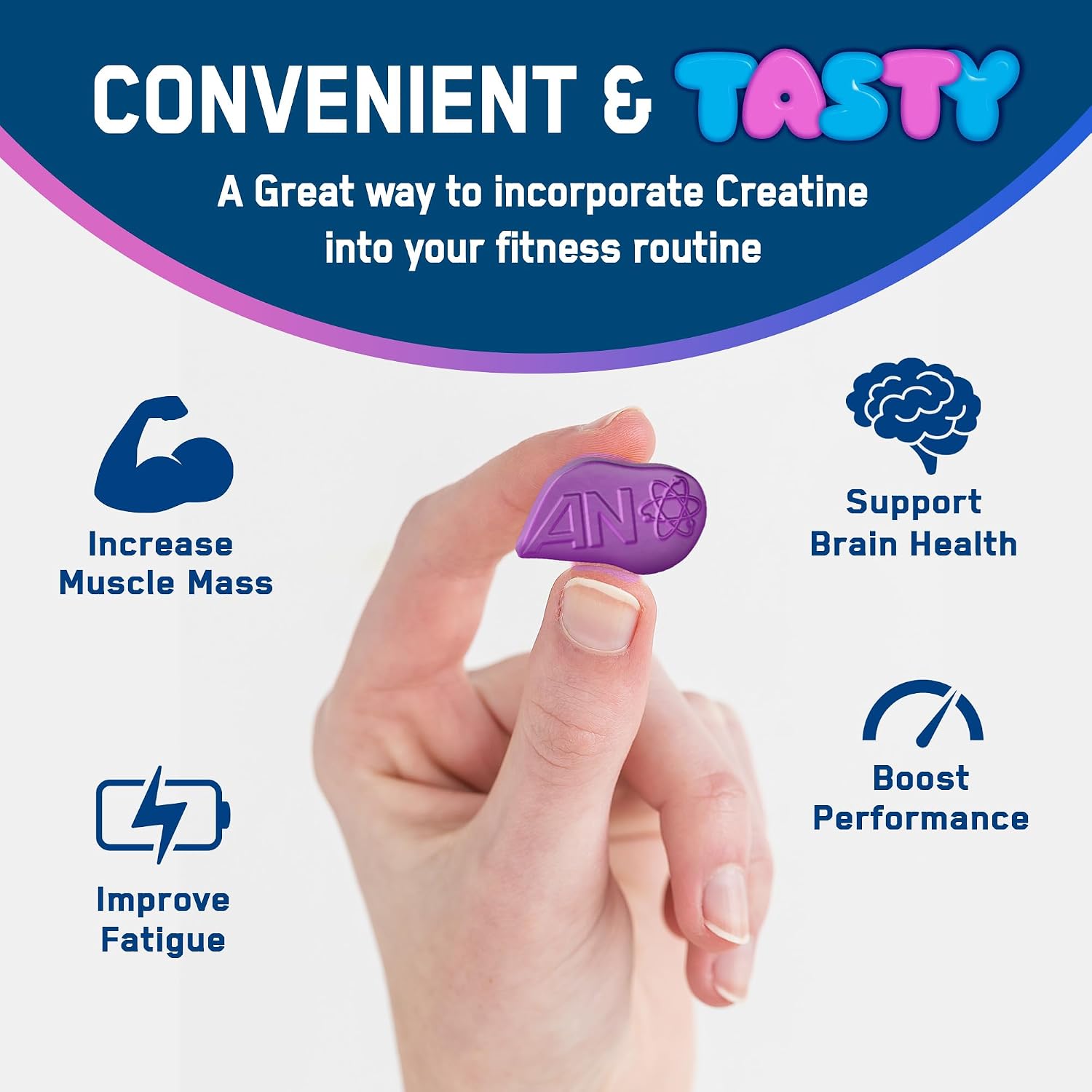 Applied Nutrition Creatine Gummies - 3000mg Creatine Monohydrate per Serving - 80 Chewable Vegan Gummies for Strength, Power & Recovery (20 Servings)