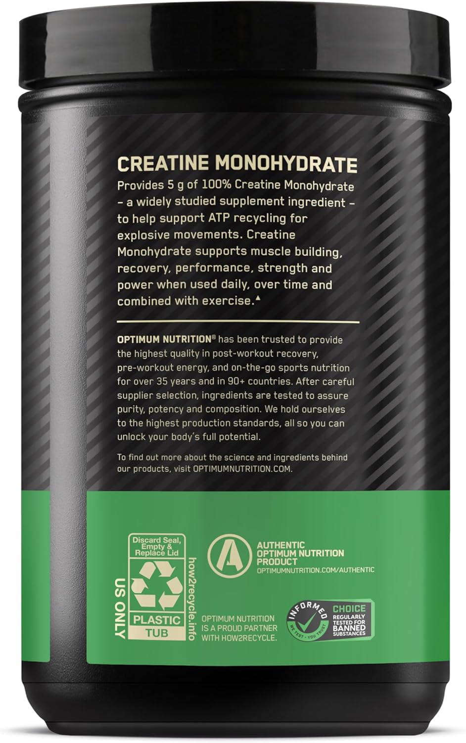 Optimum Nutrition (ON) Micronized Creatine Monohydrate Powder, Unflavored, 120 Servings, 600 Grams