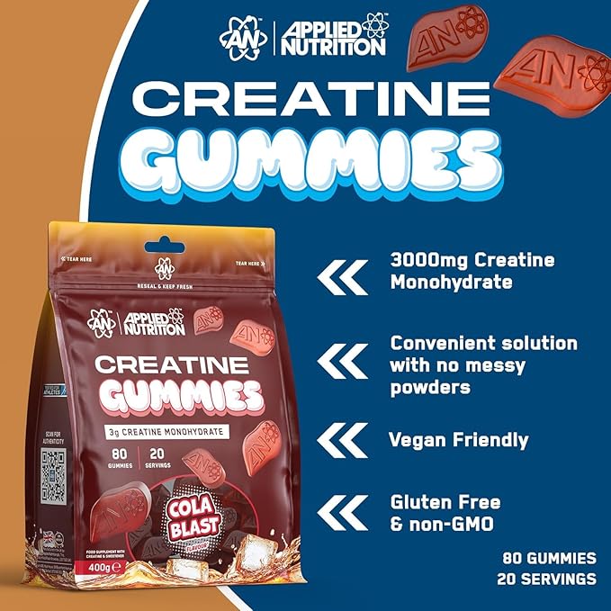 Applied Nutrition Creatine Gummies - Blackcurrant Millions - 3000mg - 80 Vegan Gummies