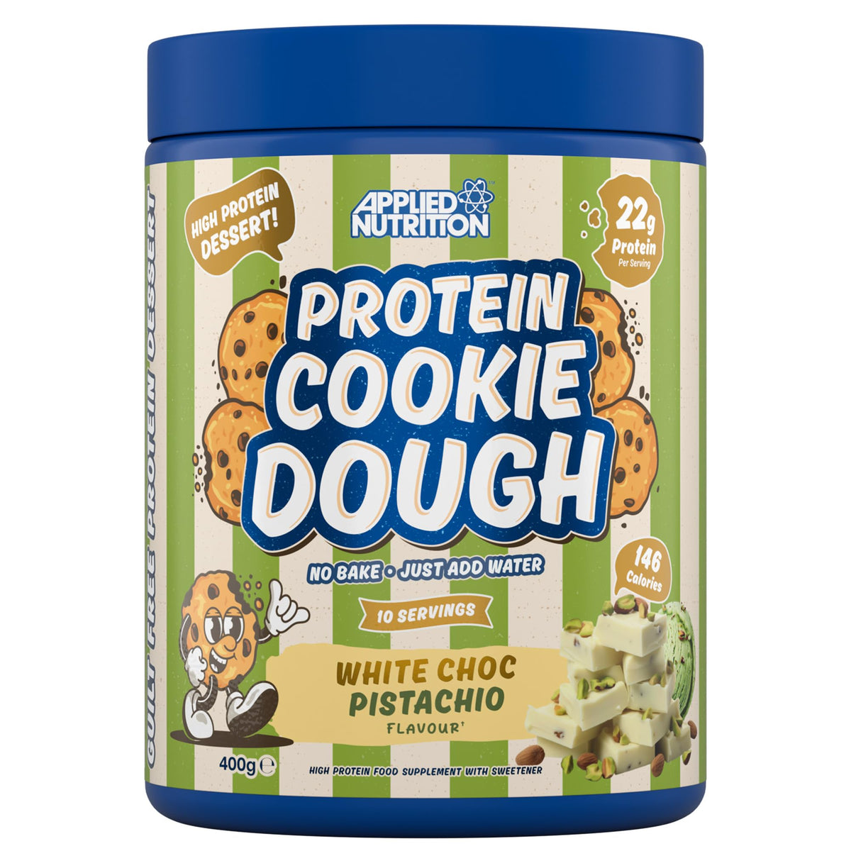 Applied Nutrition Protein Cookie Dough 1kg – High Protein Snack, Over 22g of Protein Per Serving, Ready-to-Eat– Low Calorie, Healthy Treat (1kg – 25 Servings) (White Choco Pistachio)