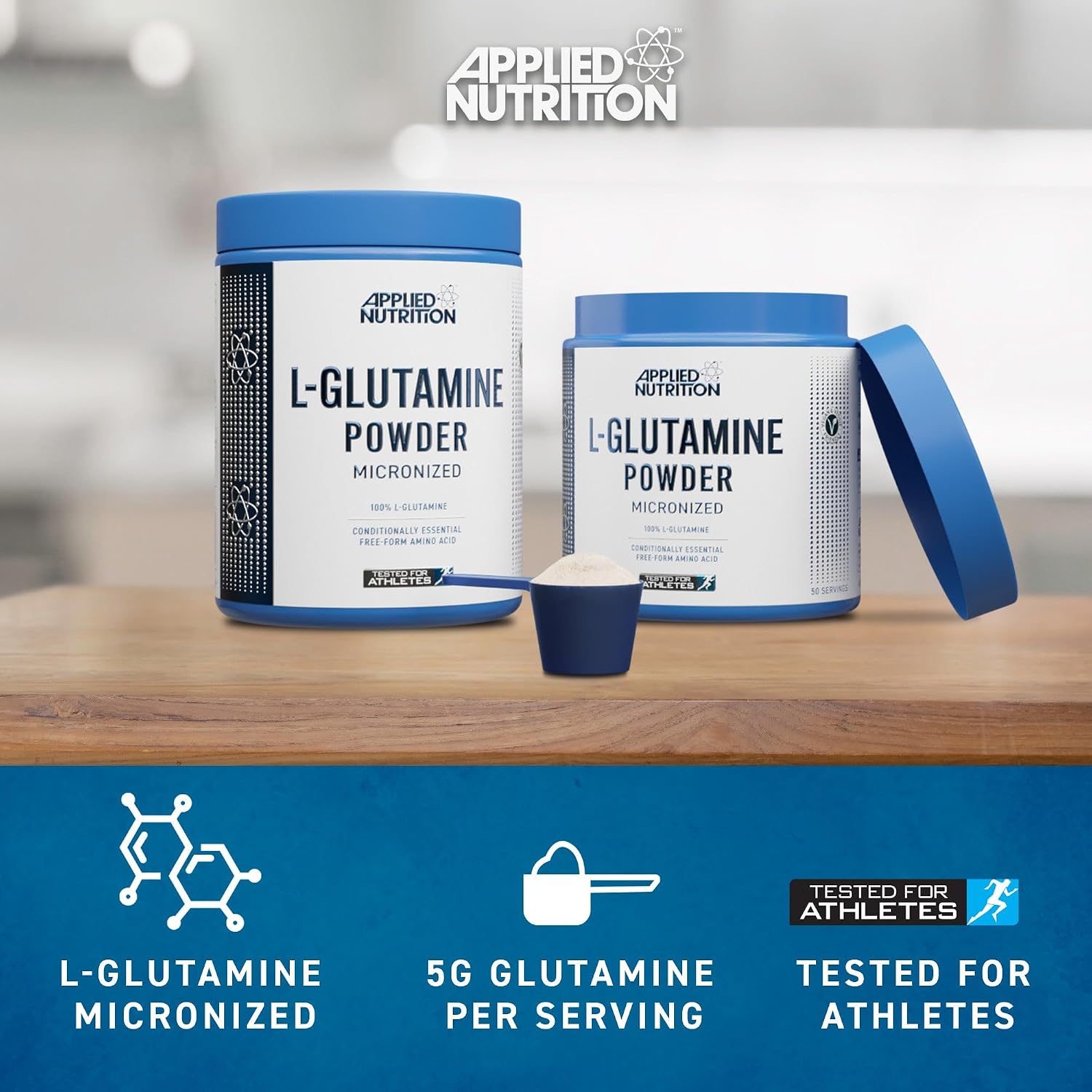 Applied Nutrition L Glutamine Powder - Amino Acid L-Glutamine, Muscle Strength & Regeneration, for the Immune System, Tasteless