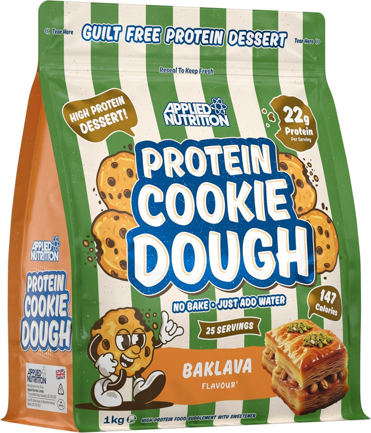 Applied Nutrition Protein Cookie Dough 1kg – High Protein Snack, Over 22g of Protein Per Serving, Ready-to-Eat– Low Calorie, Healthy Treat (1kg – 25 Servings) (White Choco Hazelnut)