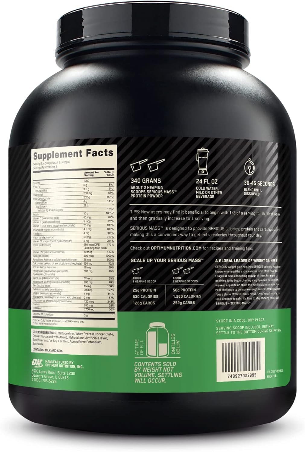 Optimum Nutrition Serious Mass.- 2.73KG