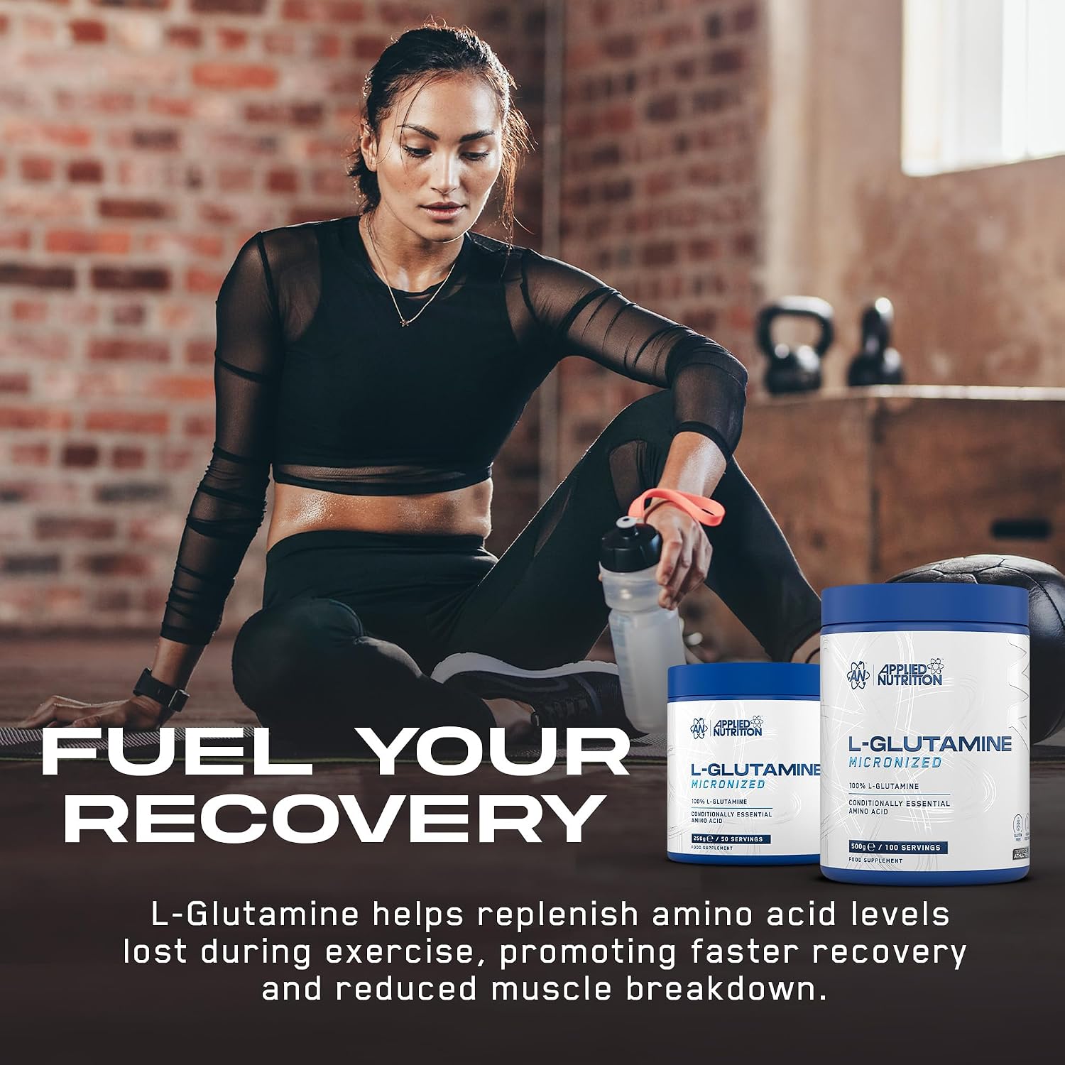 Applied Nutrition L Glutamine Powder - Amino Acid L-Glutamine, Muscle Strength & Regeneration, for the Immune System, Tasteless