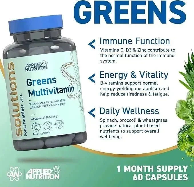 Applied Nutrition Greens Multivitamin-60 Capsules