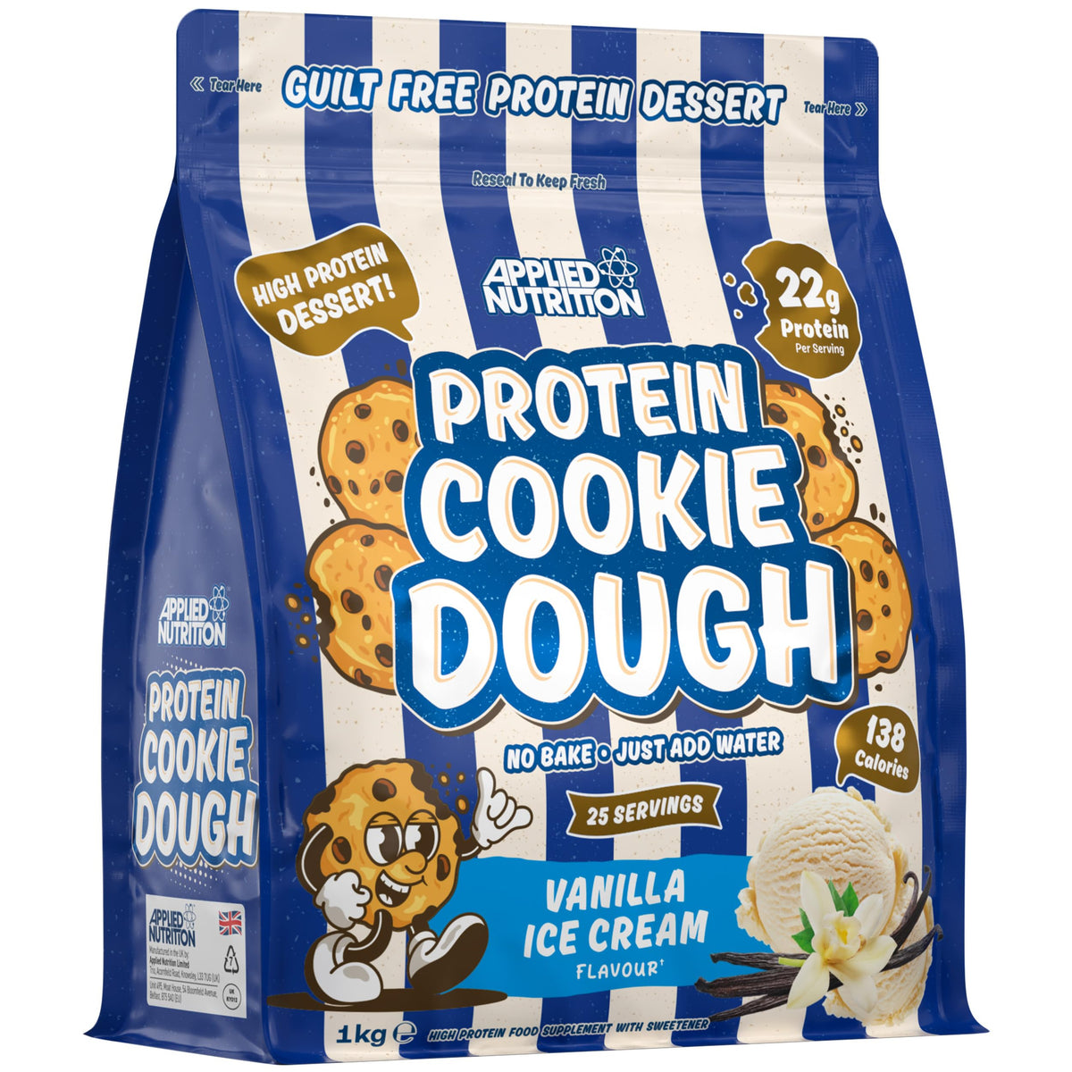 Applied Nutrition Protein Cookie Dough 1kg – High Protein Snack, Over 22g of Protein Per Serving, Ready-to-Eat– Low Calorie, Healthy Treat (1kg – 25 Servings) (White Choco Hazelnut)