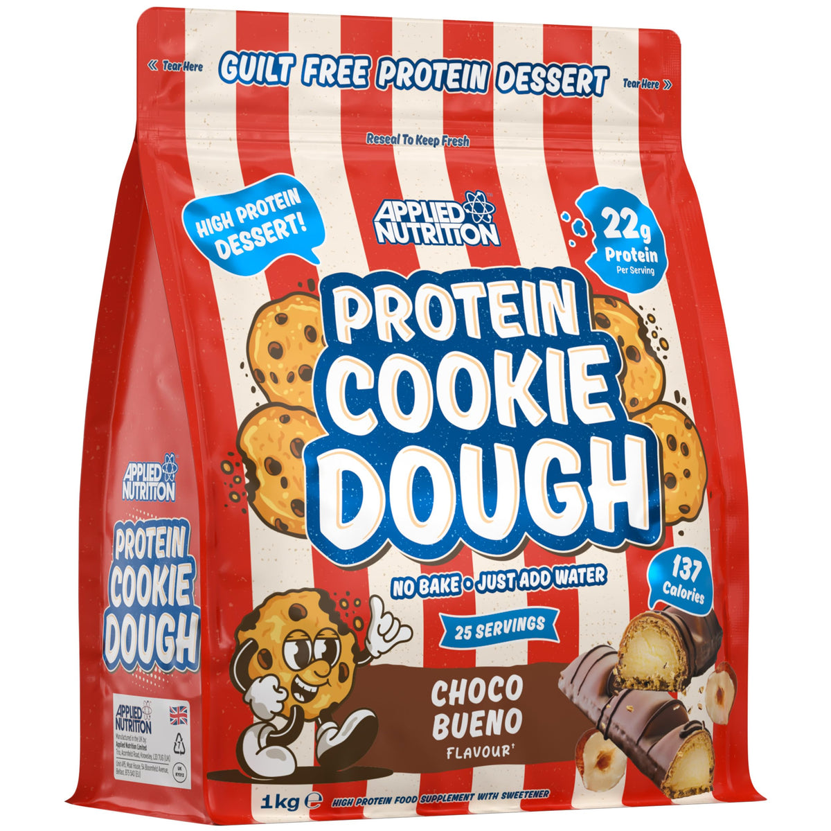 Applied Nutrition Protein Cookie Dough 1kg – High Protein Snack, Over 22g of Protein Per Serving, Ready-to-Eat– Low Calorie, Healthy Treat (1kg – 25 Servings) (White Choco Hazelnut)