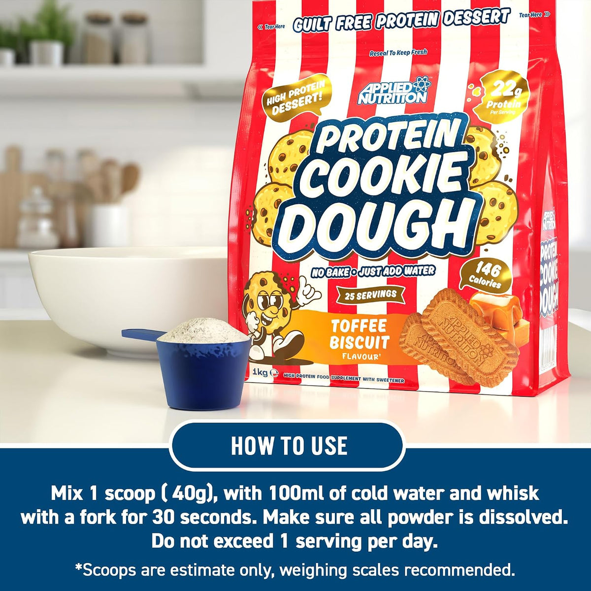 Applied Nutrition Protein Cookie Dough 1kg – High Protein Snack, Over 22g of Protein Per Serving, Ready-to-Eat– Low Calorie, Healthy Treat (1kg – 25 Servings) (White Choco Pistachio)