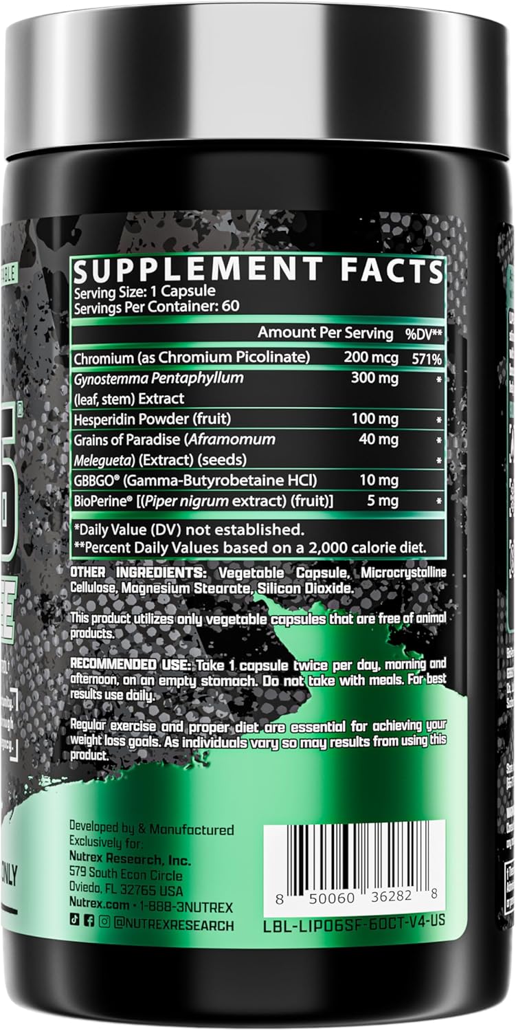 Nutrex Research LIPO-6 Stim-Free - Metabolism & Appetite Support - 60 Capsules