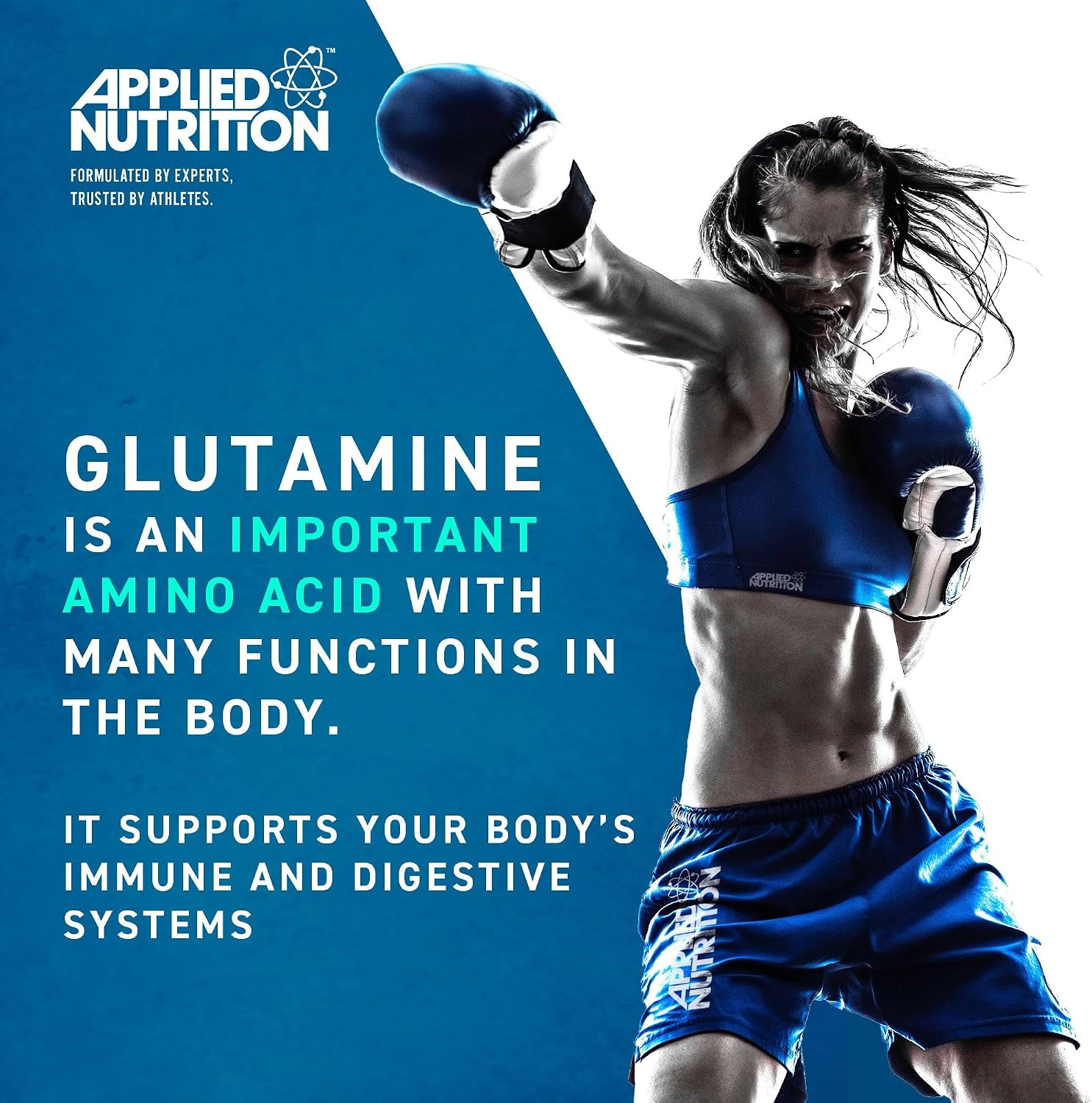 Applied Nutrition L Glutamine Powder - Amino Acid L-Glutamine, Muscle Strength & Regeneration, for the Immune System, Tasteless