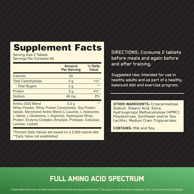 Optimum Nutrition Superior Amino 2222 - Amino Acid Recovery Supplement