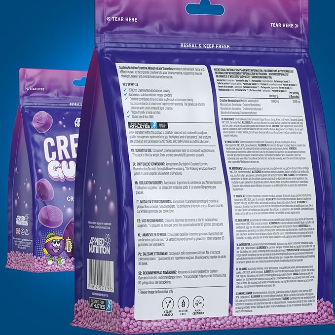 Applied Nutrition Creatine Gummies - Blackcurrant Millions - 3000mg - 80 Vegan Gummies