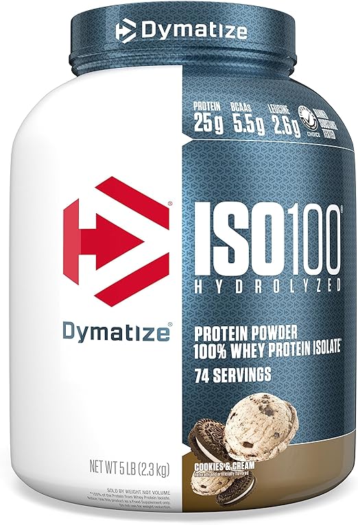 Dymatize ISO100 Hydrolyzed Whey Protein Isolate - Cookies & Cream, 5 lbs
