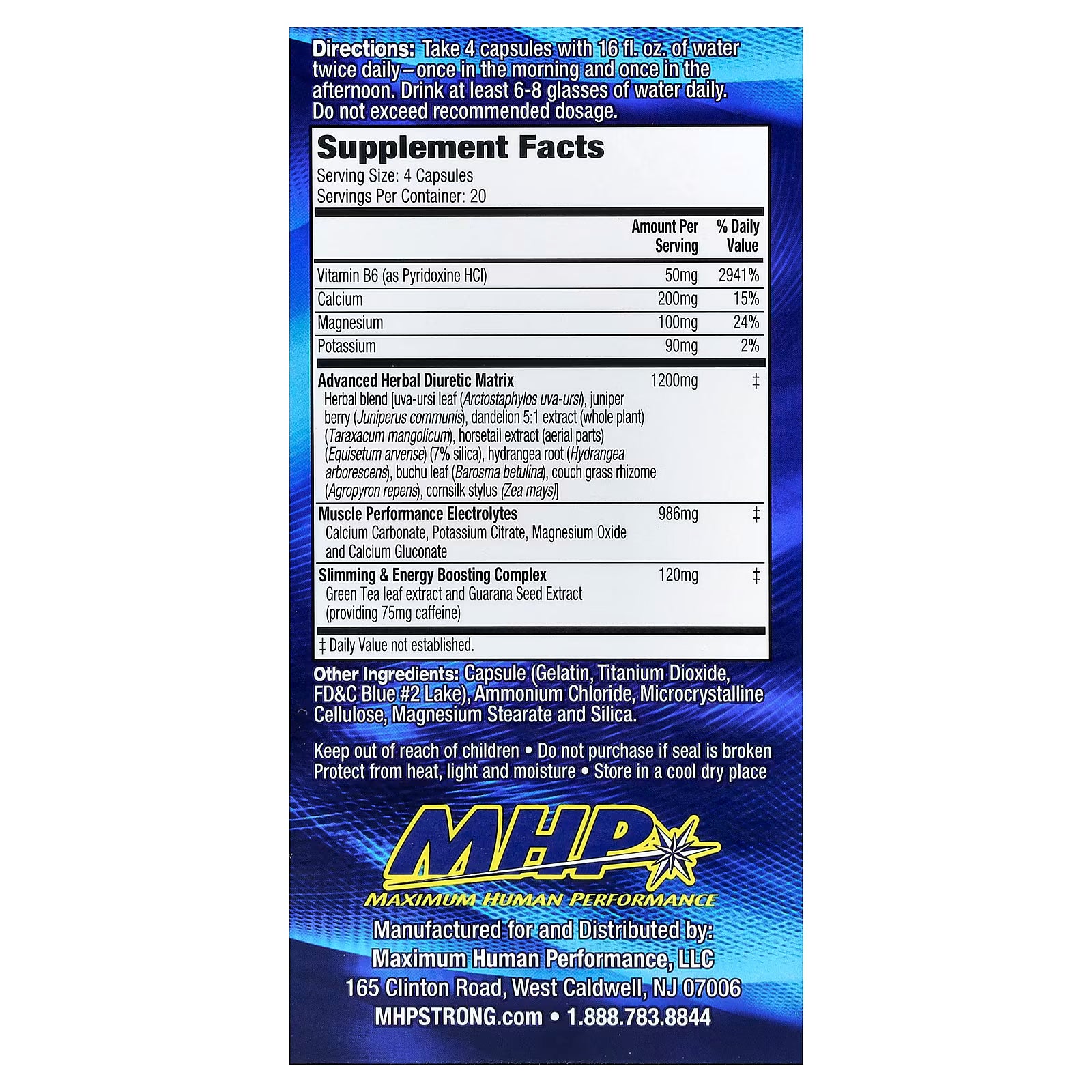 MHP Xpel Maximum Strength Diuretic - Natural Herbal Water Pills - 80 Capsules