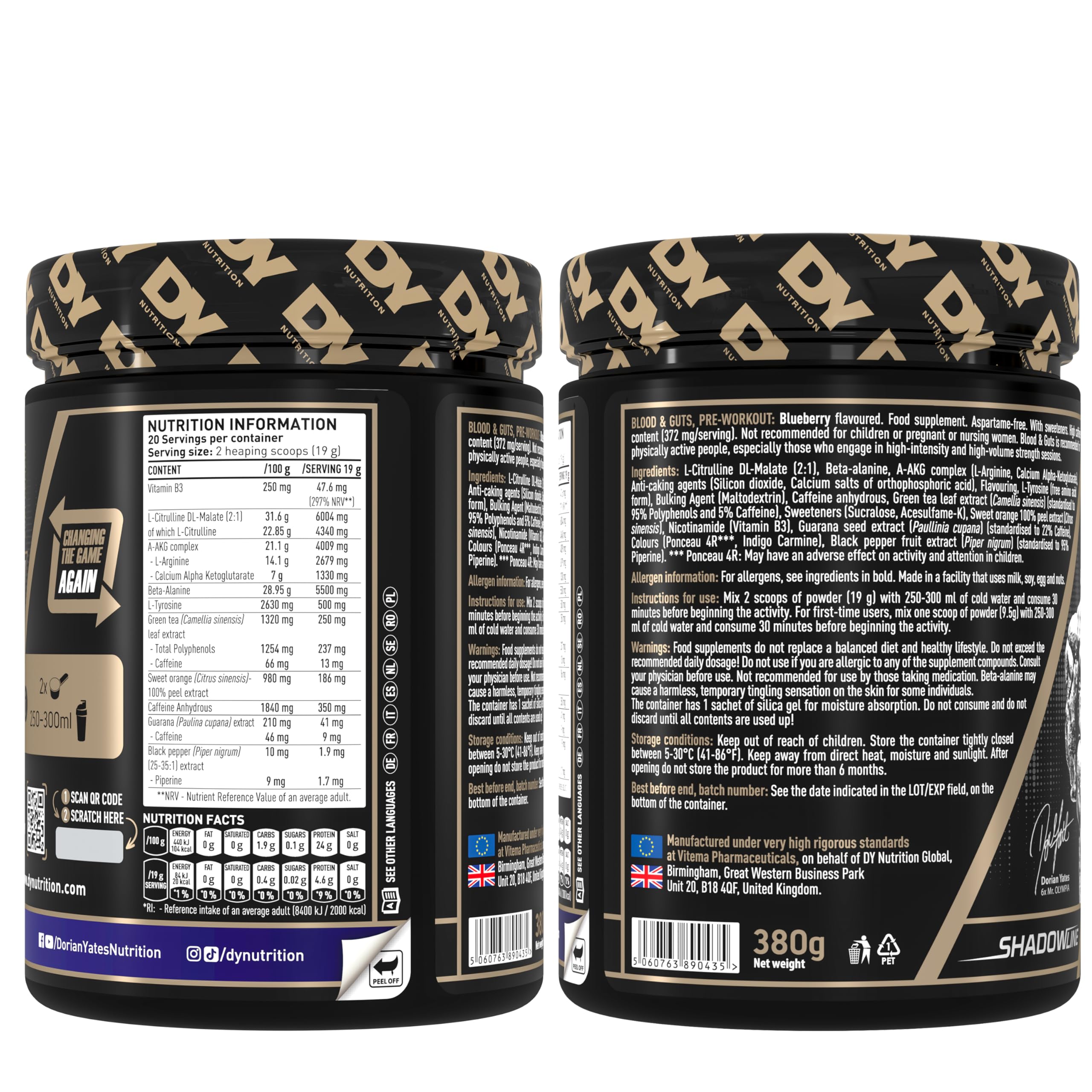DY Nutrition - Blood and Guts Pre-Workout - 380g (Blueberry)