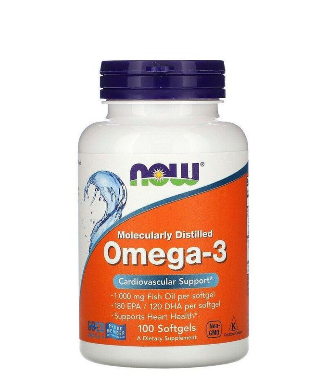 Now Foods Omega-3 Fish Oil, Molecularly Distilled Softgels 100 caps