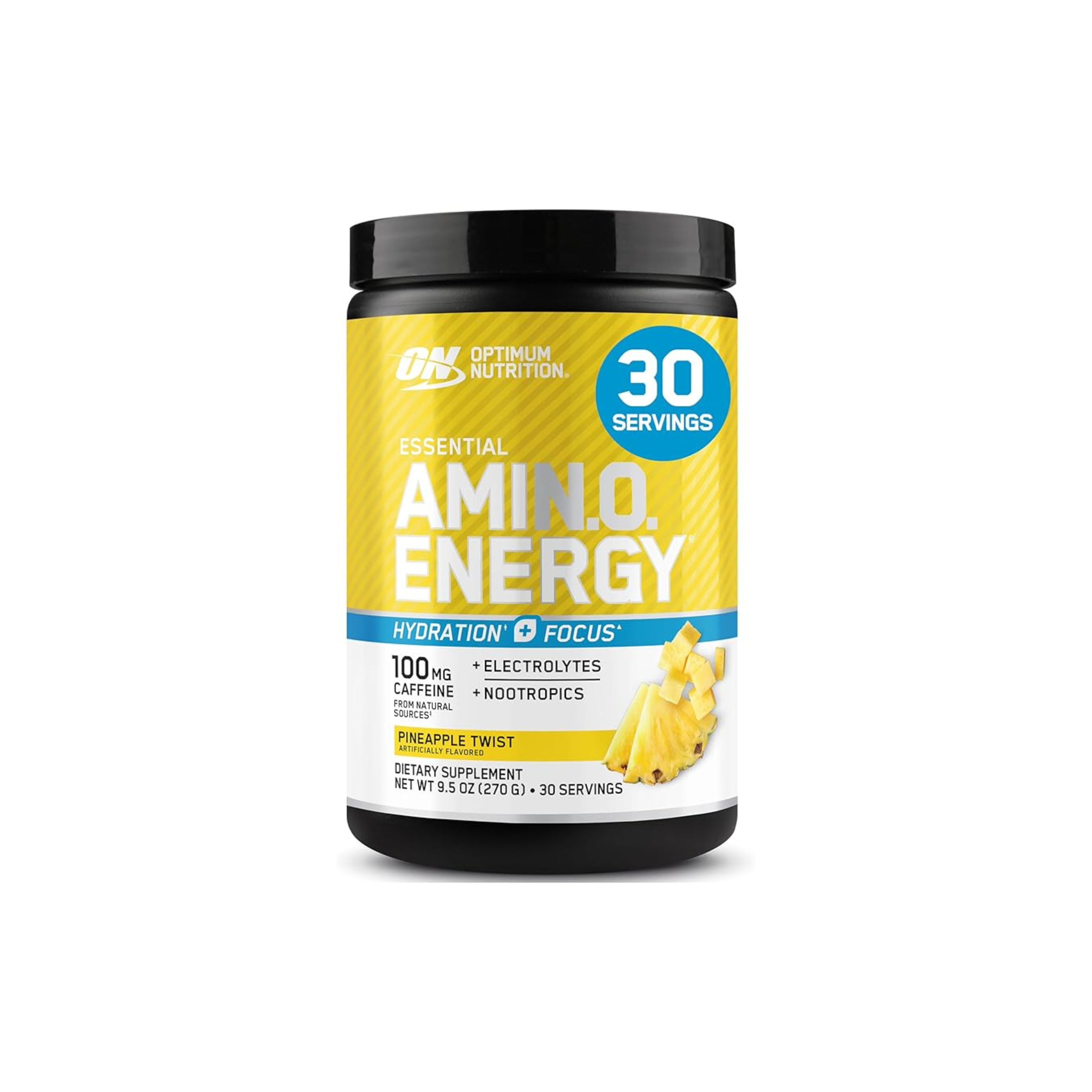 Optimum Nutrition (ON) Amino Energy Powder Plus Hydration, with BCAA, Electrolytes, and Caffeine, Pineapple Twist, 30 Servings