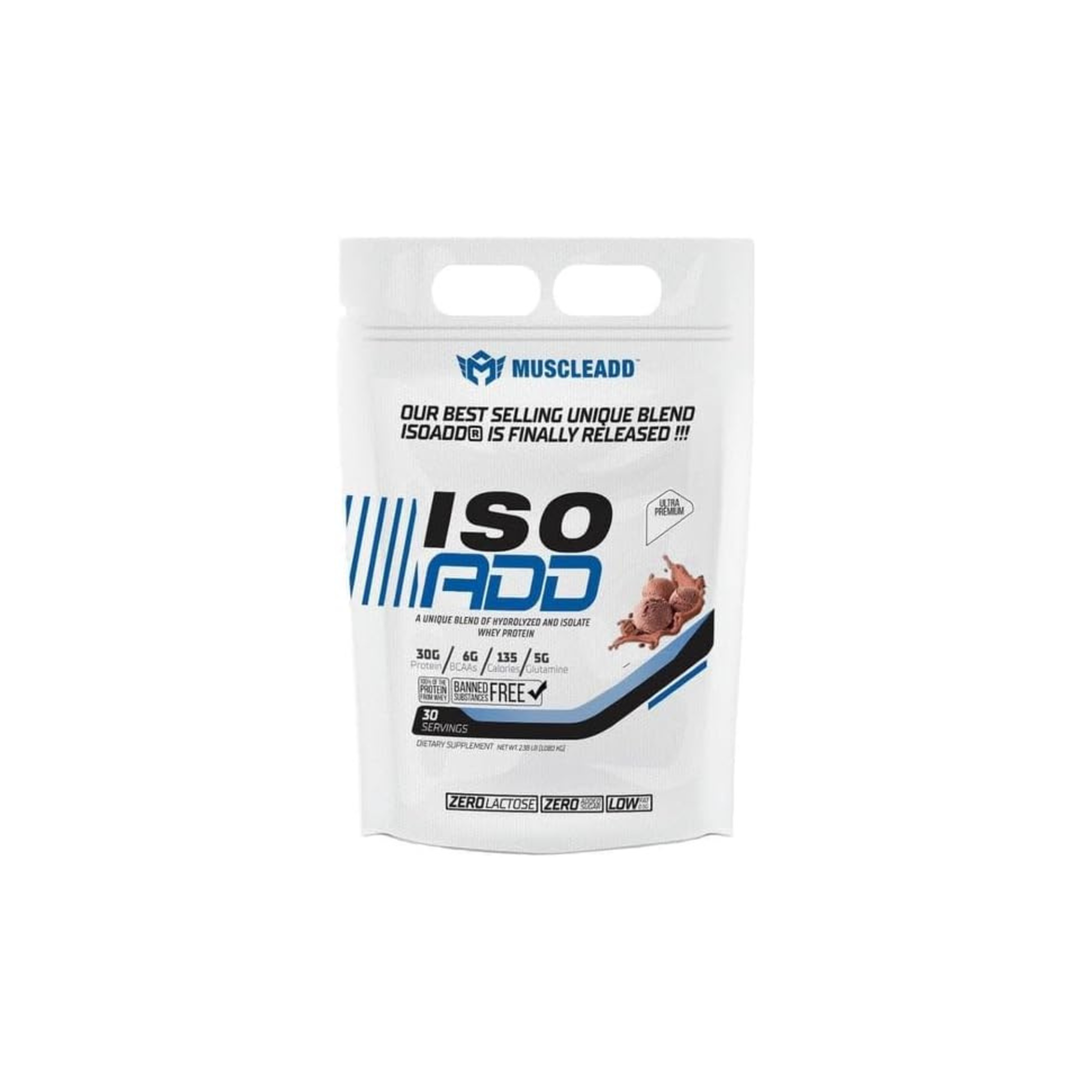 Muscle Add Iso Add, 30Serv, 1080g - Chocolate Ice Cream