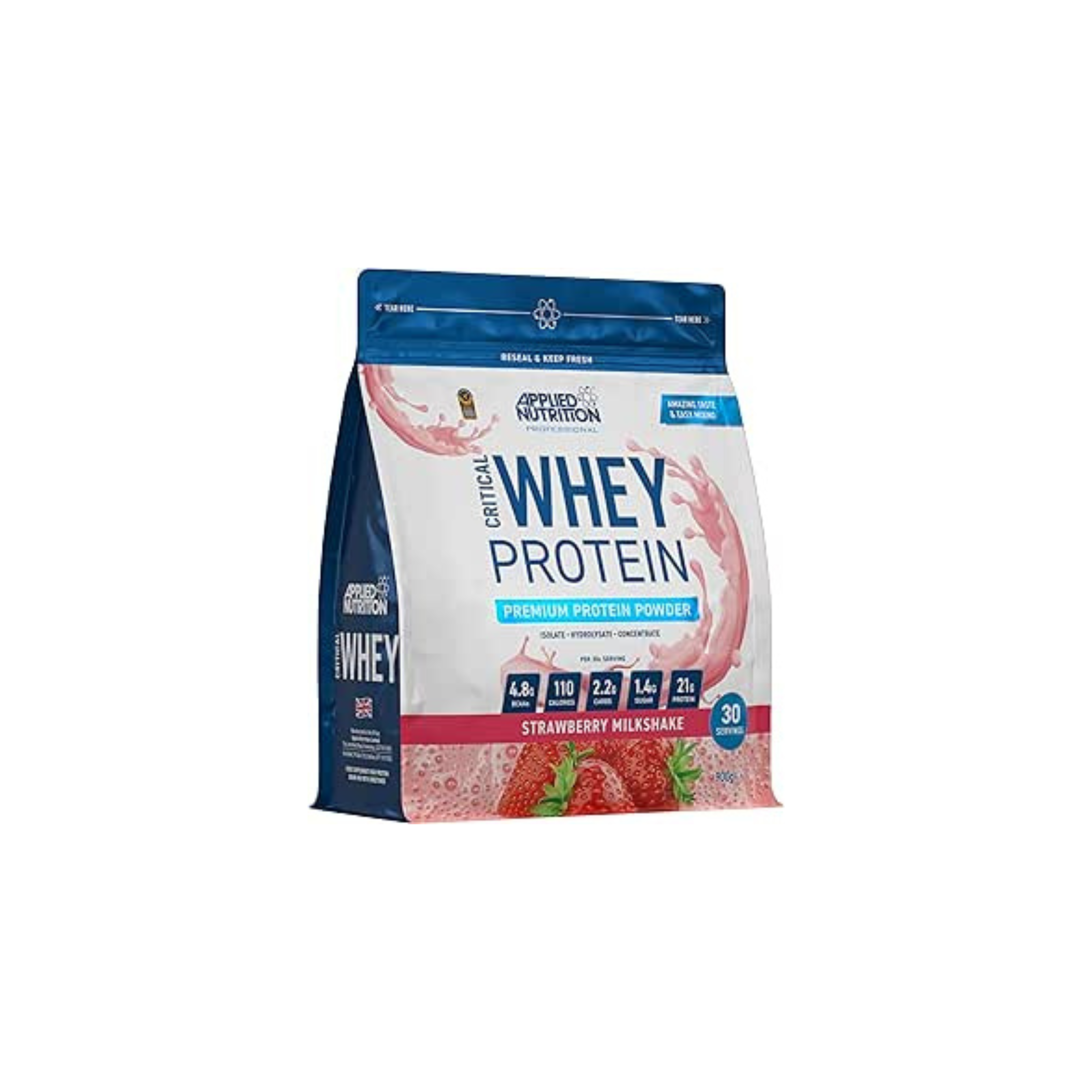 Applied Nutrition Critical Whey Protein Powder 900 g - Whey Protein Powder with High Protein Content - Protein Shake - Supplement with BCAA & Glutamine (30 Shakes) (Strawberry)