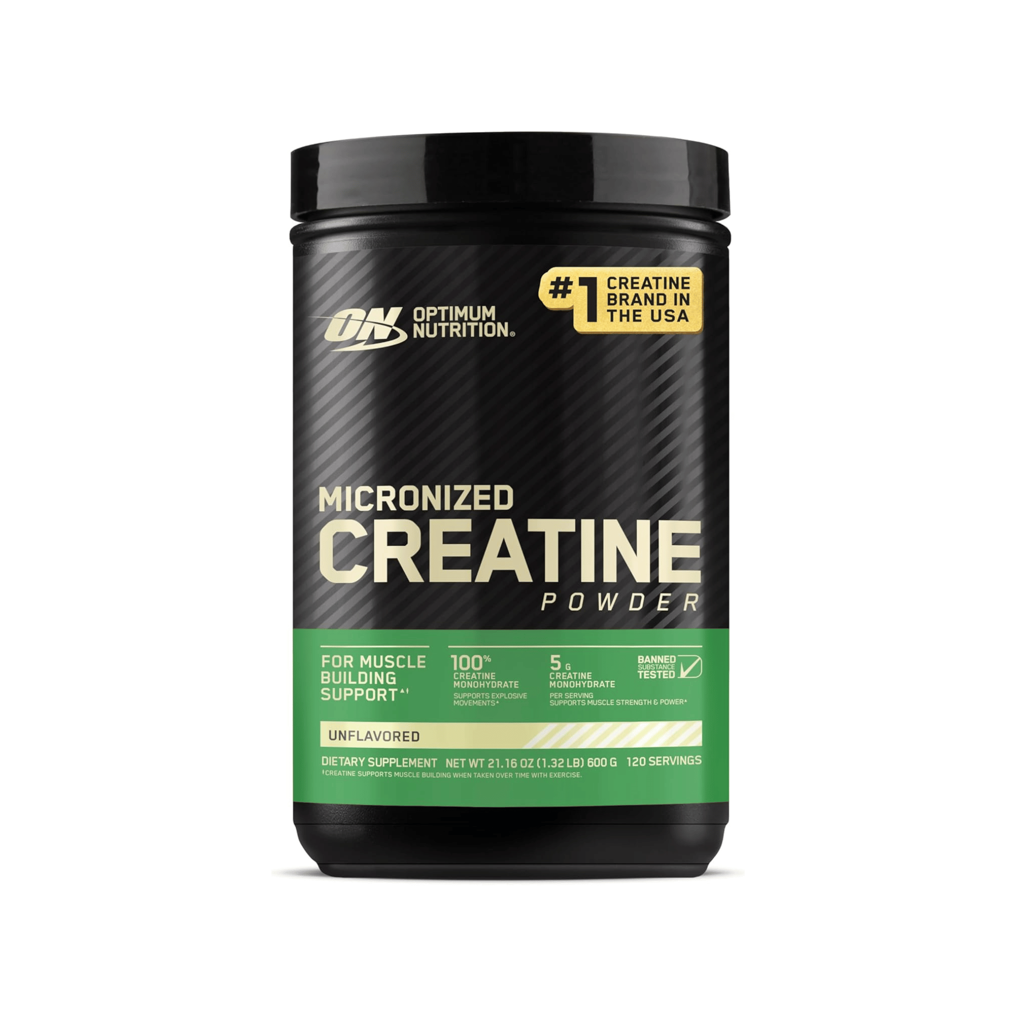 Optimum Nutrition (ON) Micronized Creatine Monohydrate Powder, Unflavored, 120 Servings, 600 Grams