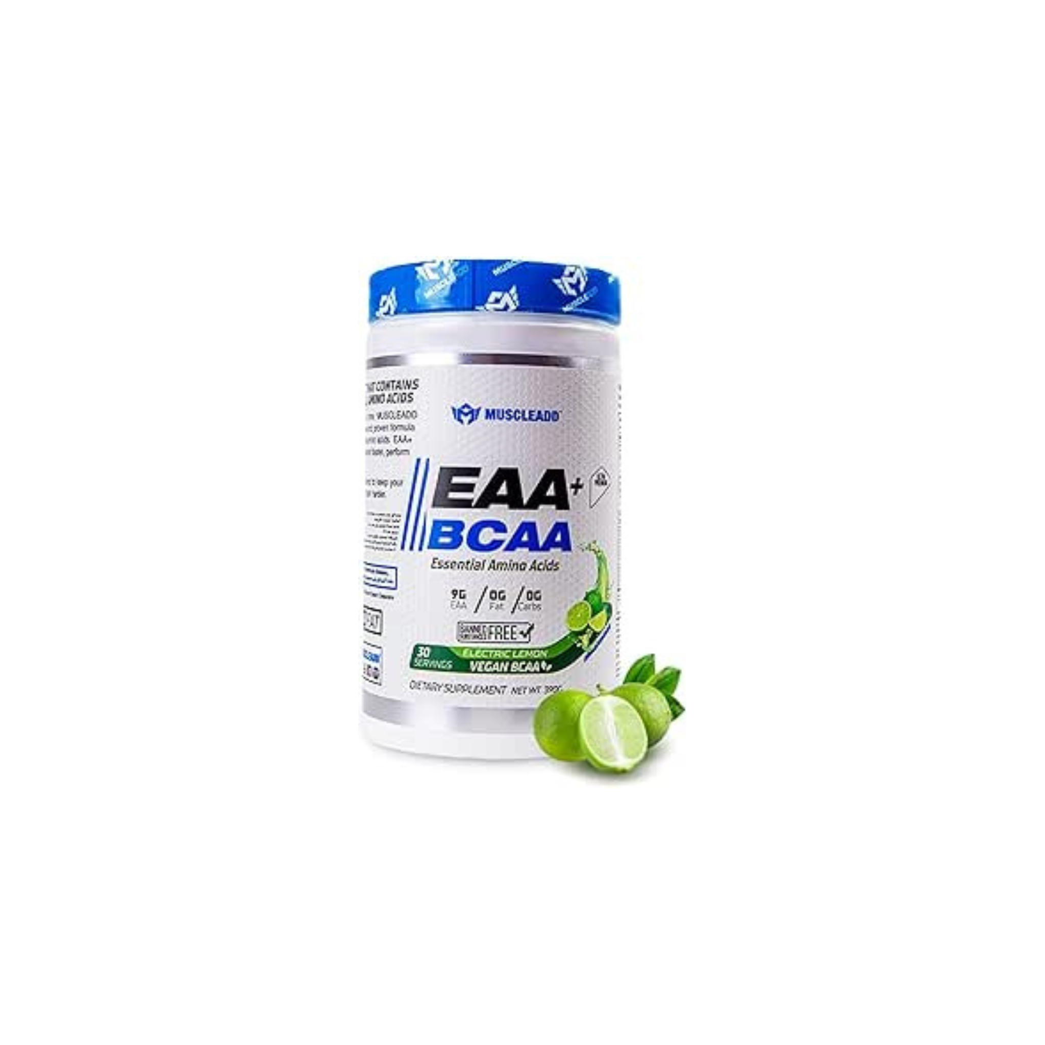 Muscle Add | EAA+BCAA | Encourages Recovery | Muscle growth | No Added Sugar | No Carbs | Fat Free | Vegan BCAA | Ultra-Premium | 30 servings | 390g | Electric Lemon