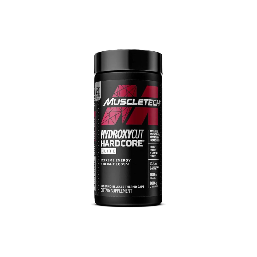Muscletech Hydroxycut Hardcore Elite - 100 Rapid-Release Thermo Caps - Energy & Focus - for Men & Women - 50 Servings