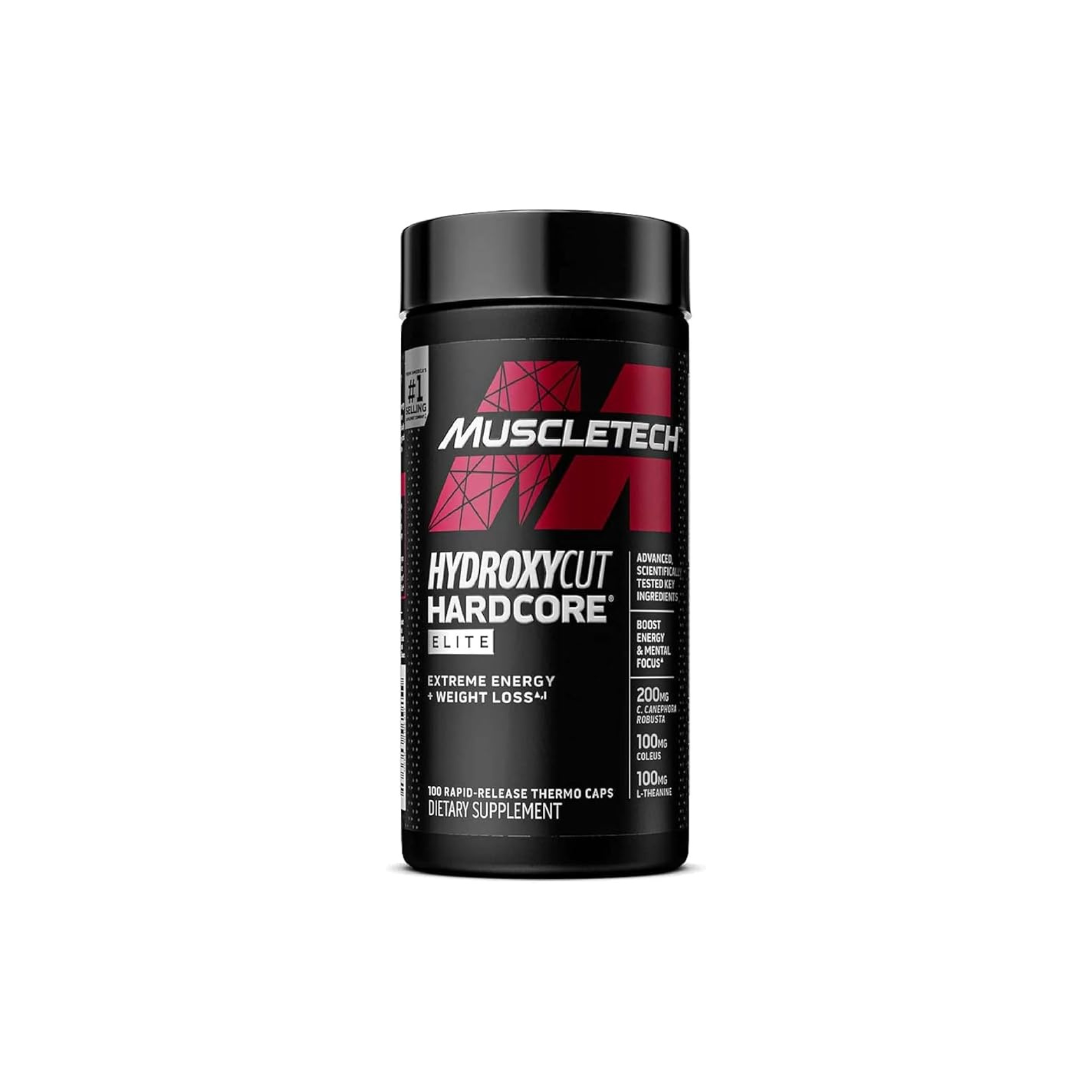 Muscletech Hydroxycut Hardcore Elite - 100 Rapid-Release Thermo Caps - Energy & Focus - for Men & Women - 50 Servings