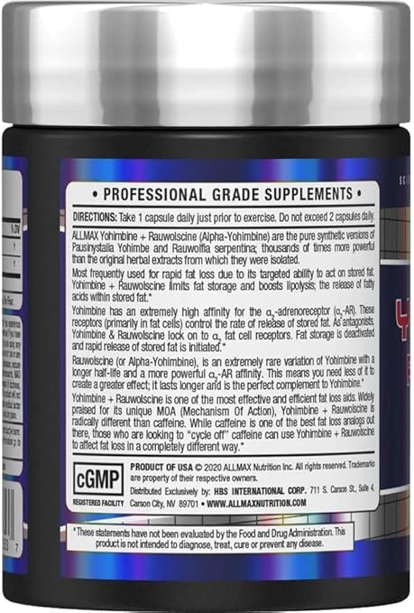 Allmax Yohimbine & Rauwolscine Complex - Energy Support, 60 Caps - Egypt