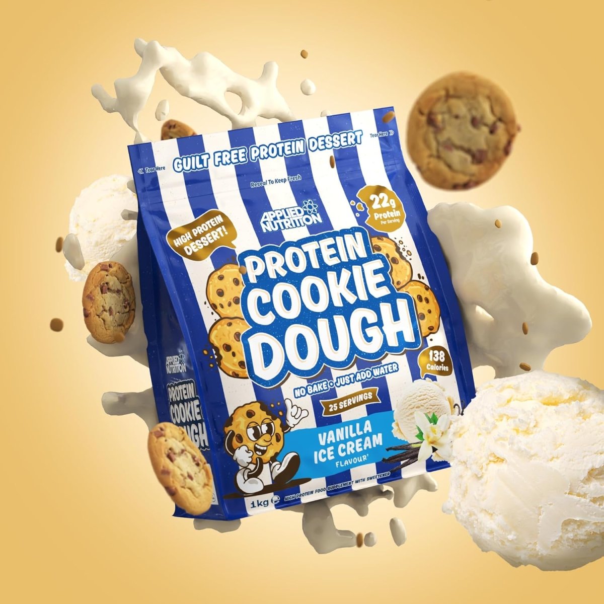 Applied Nutrition Protein Cookie Dough - High Protein Snack - Vanilla - 1kg - Egypt