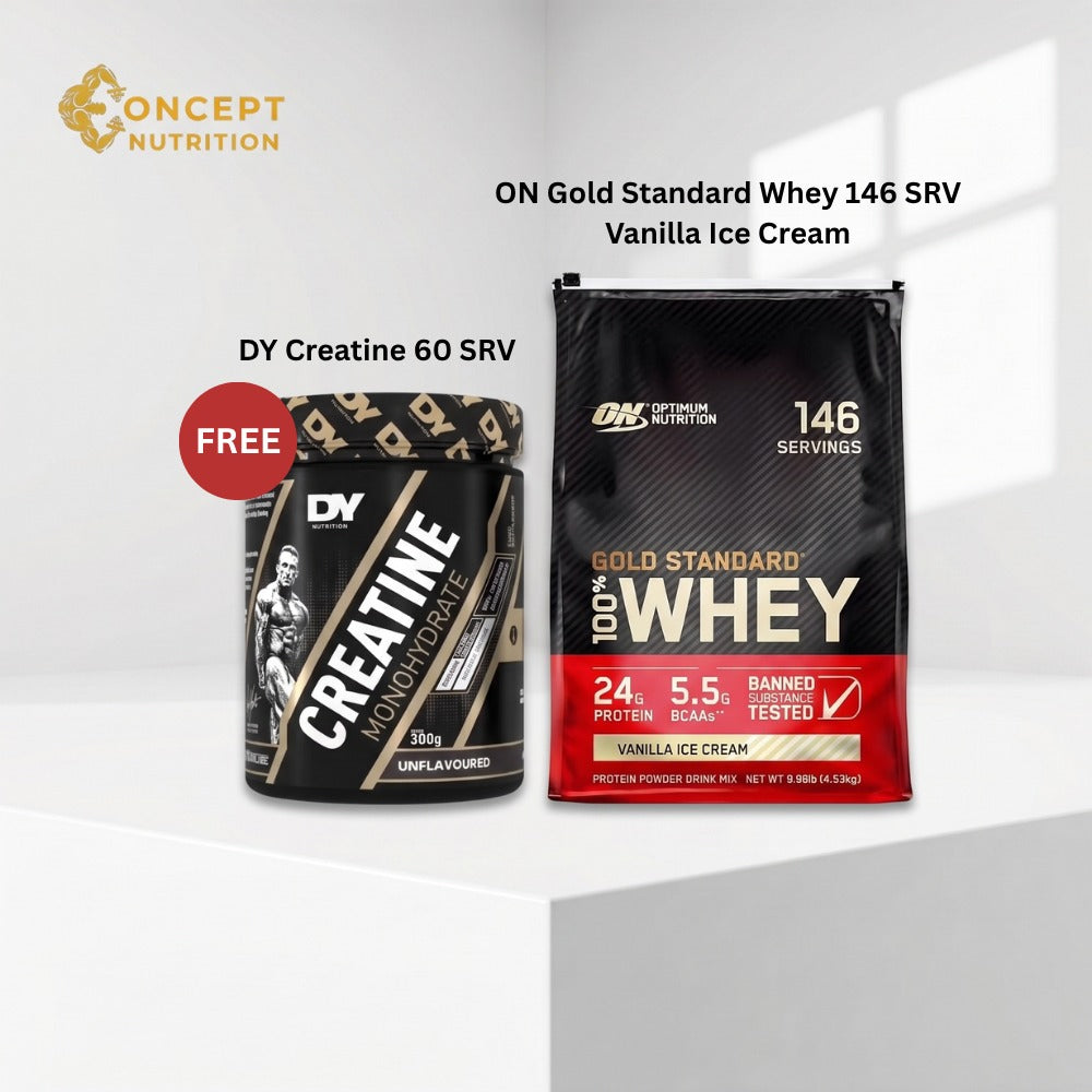 Professional Muscle & Strength Stack - ON Gold Standard Whey Vanilla 10 lbs & DY Nutrition Creatine 300g
