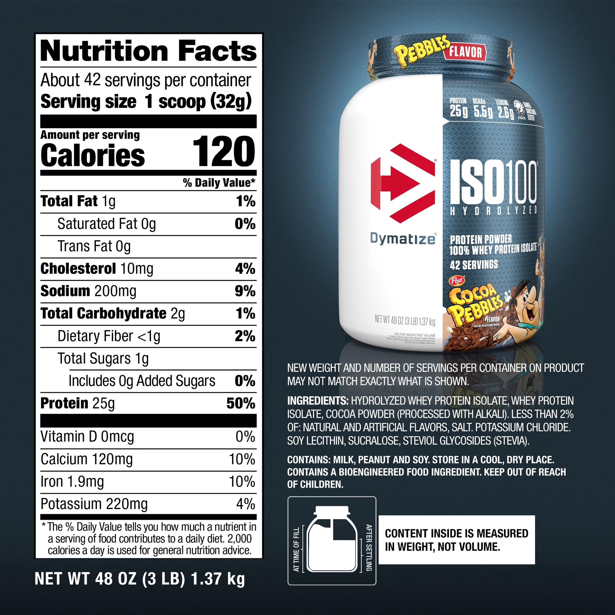 Dymatize ISO100 Hydrolyzed Whey Isolate - Cocoa Pebbles - 3 lbs