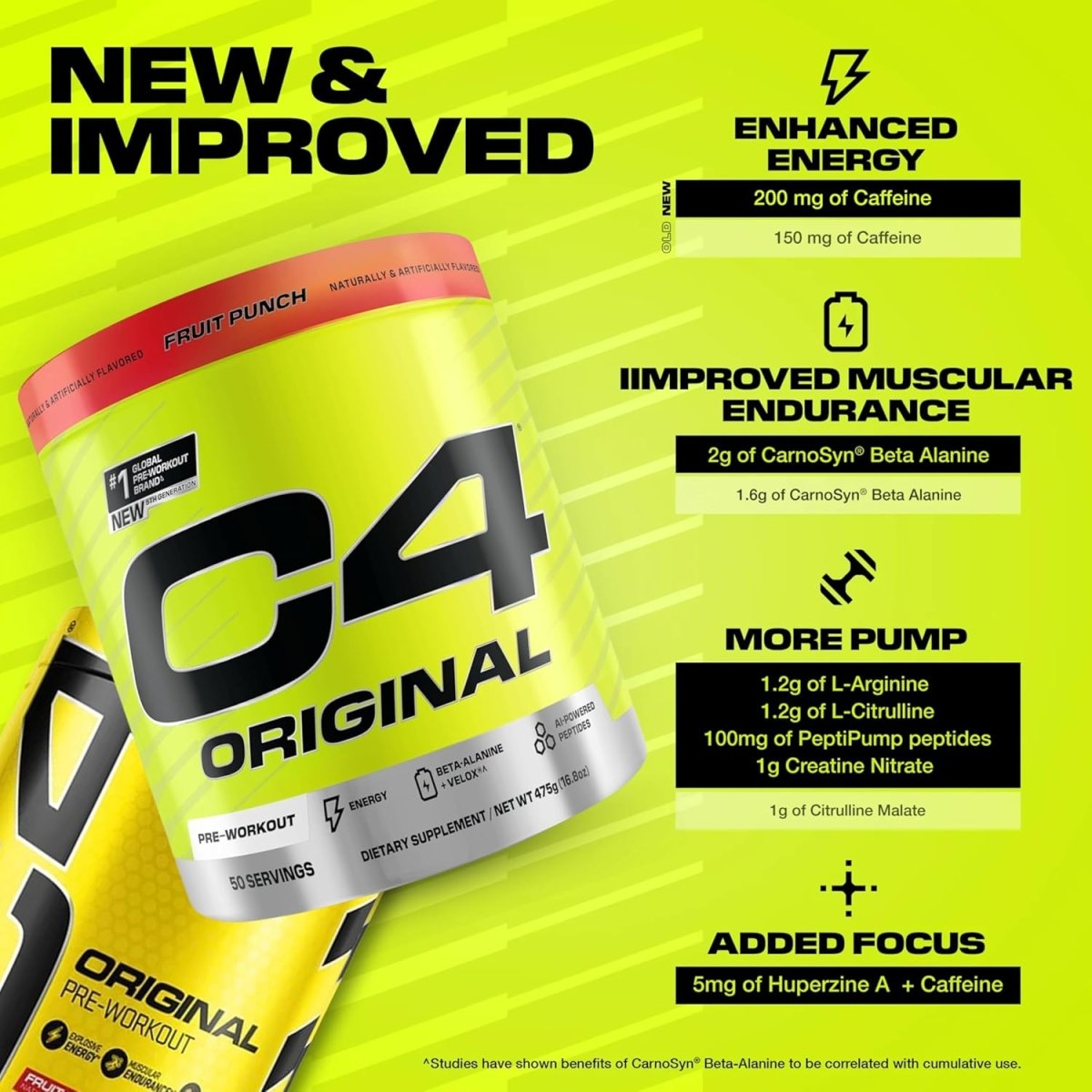 Cellucor C4 Original Pre - Workout - Fruit Punch - 50 Servings - Egypt