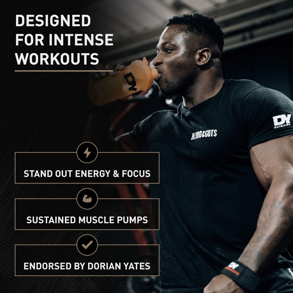 DY Nutrition - Blood and Guts Pre Workout Powder, 380g (Mango) - High Strength Preworkout with 350mg Caffeine, Citrulline Malate, Beta Alanine, Arginine AKG, L-Tyrosine, Vitamin B3 for Men & Women - Egypt