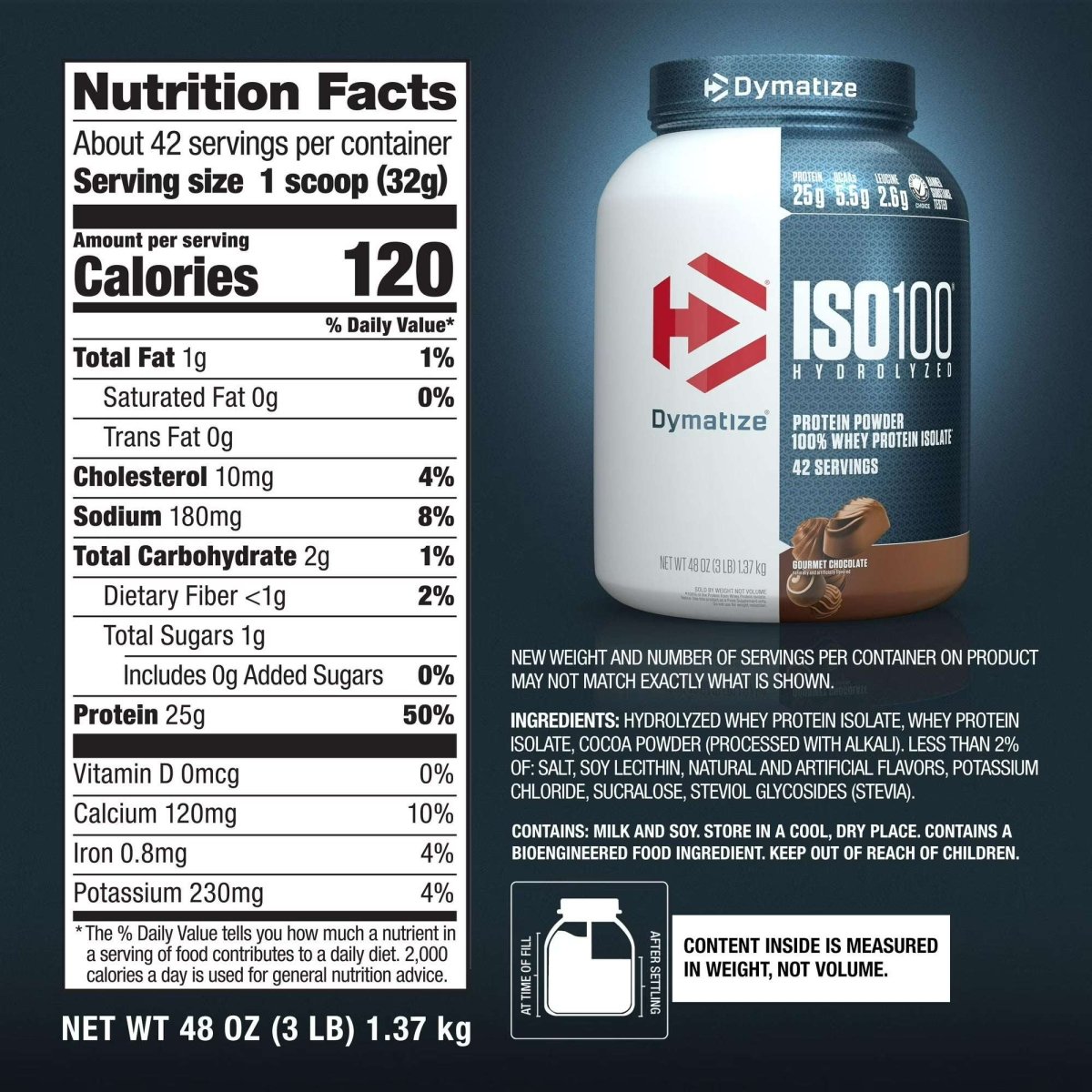 Dymatize ISO100 Hydrolyzed Whey Protein Isolate - Chocolate, 3 lbs - Egypt