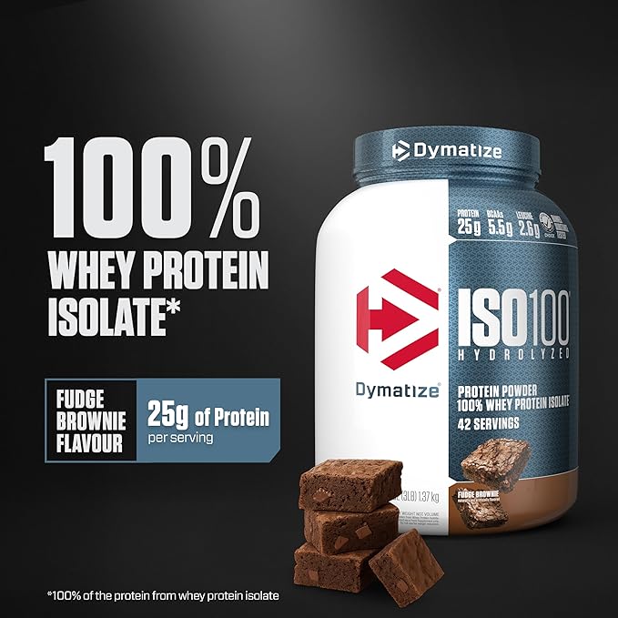 Dymatize ISO100 Hydrolyzed Whey Protein Isolate - Fudge Brownie, 3 lbs - Egypt