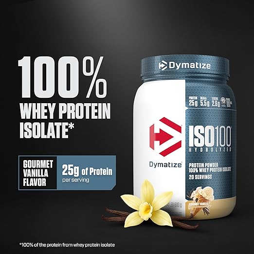 Dymatize ISO100 Hydrolyzed Whey Protein Isolate - Gourmet Vanilla - 20 Servings - Egypt