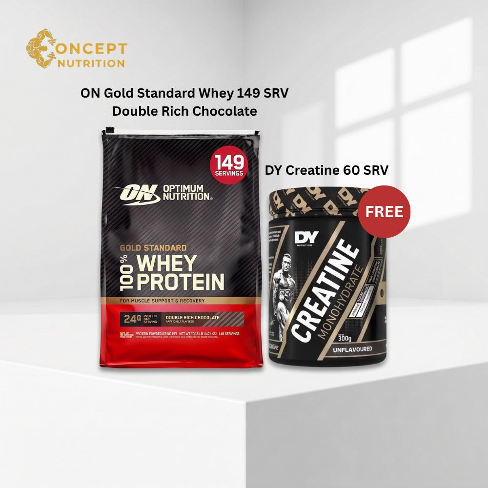 Professional Muscle & Strength Stack - ON Gold Standard Whey Double Rich Chocolate 10 lbs & DY Nutrition Creatine 300g