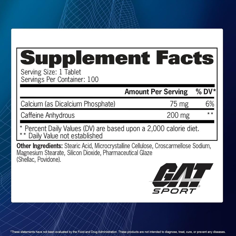 GAT SPORT Caffeine - 100 Tablets - 100 Servings - Egypt