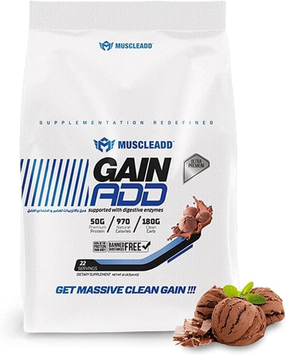 Muscle Add Gain Add High Protein Mass Gainer - Chocolate Ice Cream - 5.44kg - Egypt