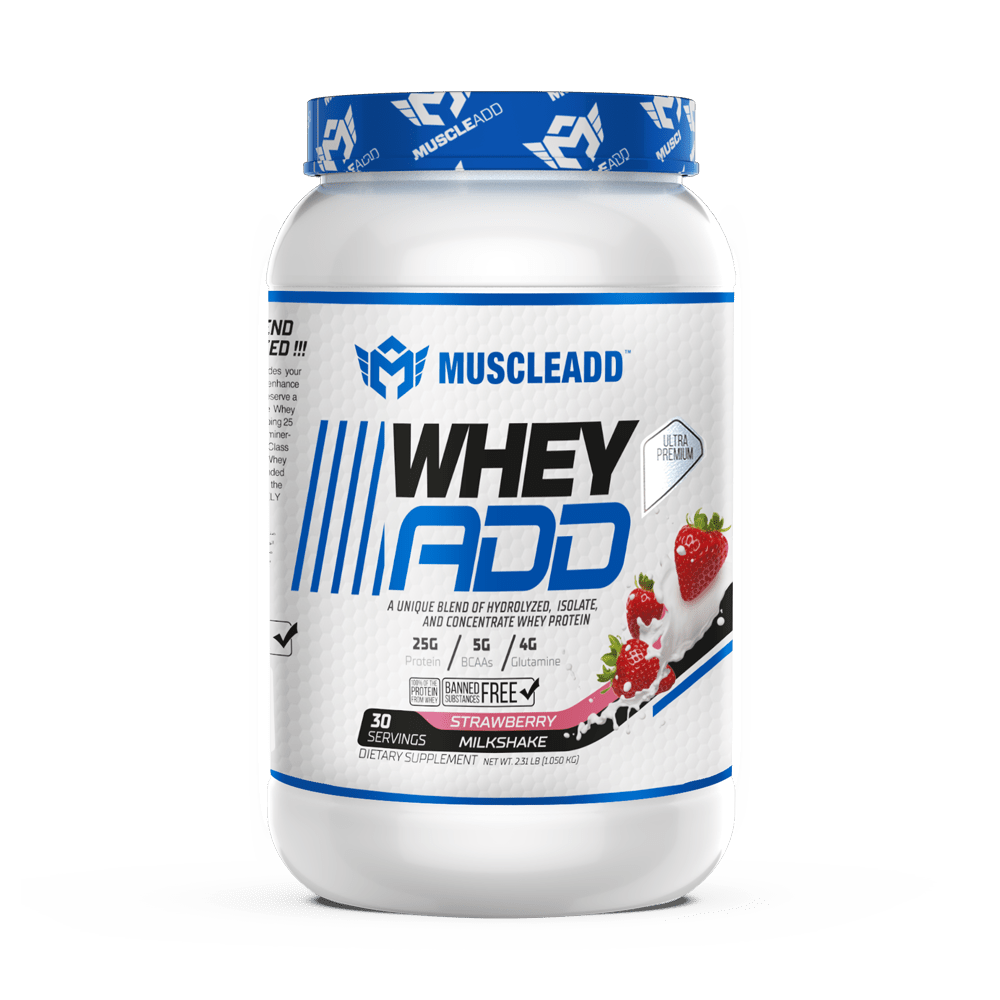 Muscle Add Whey ADD - Triple Whey Protein Blend - Strawberry Milkshake - 1050g - Egypt
