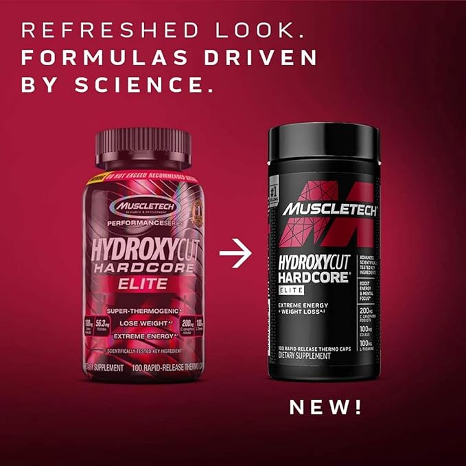 MuscleTech Hydroxycut Hardcore Elite - Thermogenic Energy & Focus - 100 Capsules - Egypt