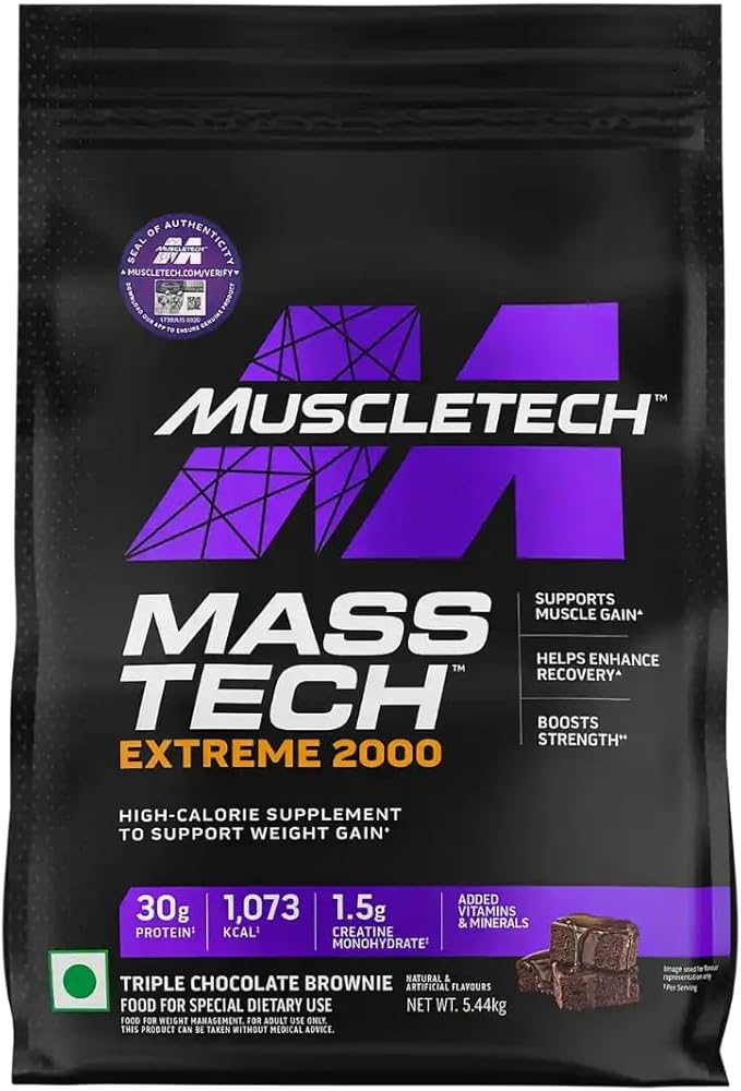 Muscletech MASS TECH EXTREME 2000 HIGH PROTIEN MASS GAINER CHOCOLATE BROWNIE 12.00 LBS (5.44KG) - Egypt