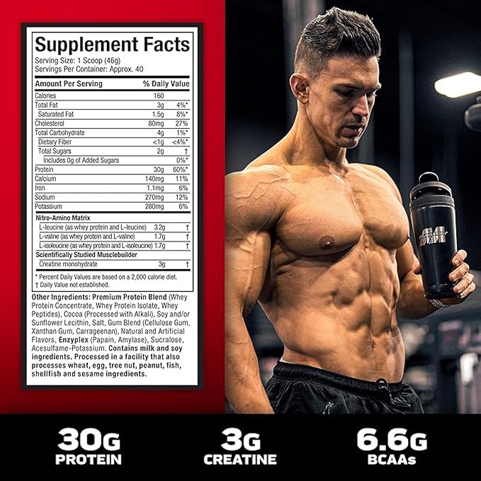 MuscleTech Nitro - Tech Whey Protein Isolate & Peptides – Milk Chocolate, 4 lbs - Egypt