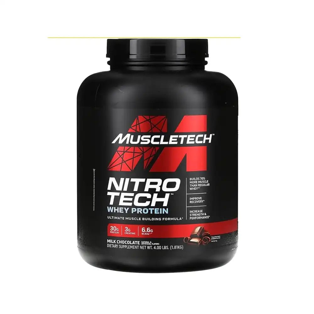 MuscleTech Nitro - Tech Whey Protein Isolate & Peptides – Milk Chocolate, 4 lbs - Egypt