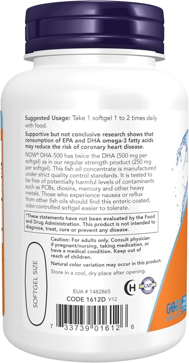NOW Foods DHA - 500 with 250 EPA - Brain Health Support - 90 Softgels - Egypt